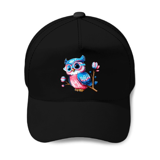 Red White and Blue Owl Baseball Caps