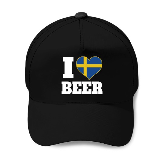 I Love Beer And Sweden Patriotic Expression Baseball Caps