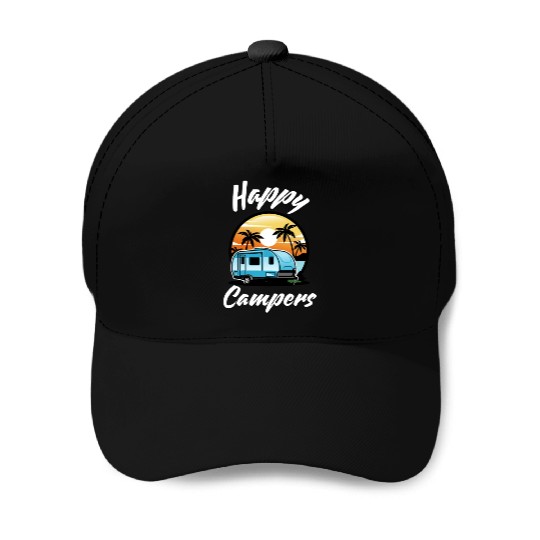 Funny Camping Hiking Lover Present Happy Camper Baseball Caps