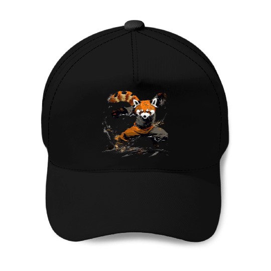 High Kick Red Panda Baseball Caps