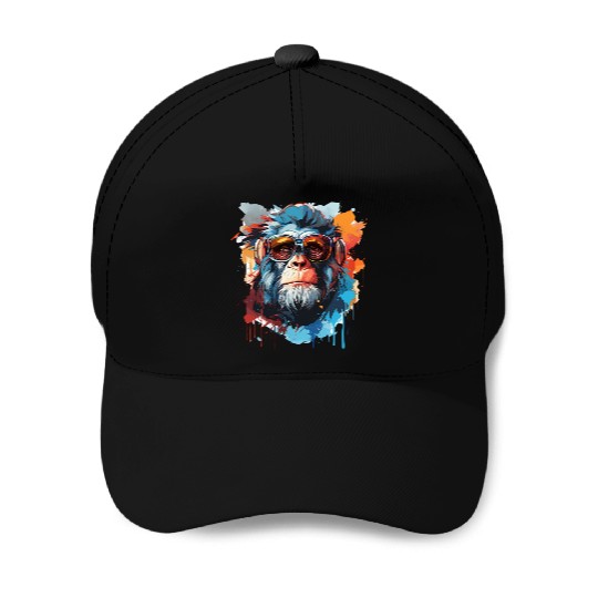 Monkey Head In Cool Baseball Caps