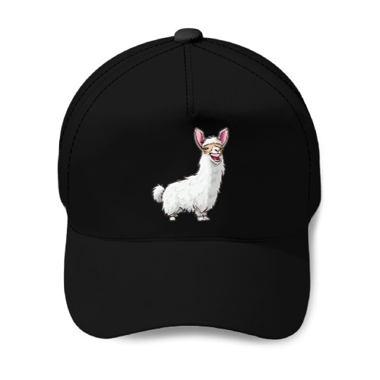 Smiling Llama With Bunny Ears Baseball Caps