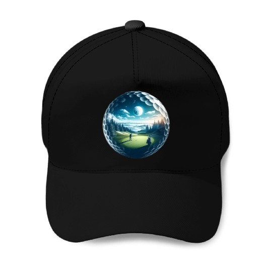 Twilight A Golf Dream Scape Surreal Golfing Course Baseball Caps