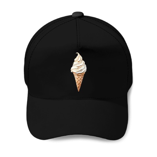 Swirled Vanilla Ice Cream Cone Delight Baseball Caps