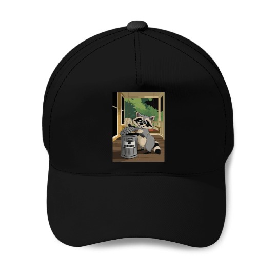 Racoon Trash Panda Metal Trash Can No Vacancy Baseball Caps
