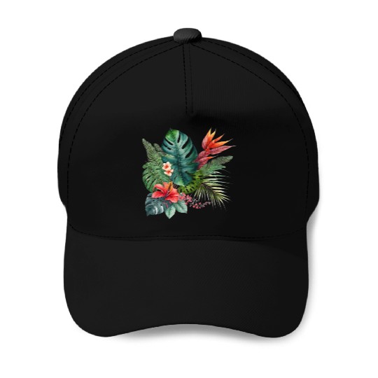 Watercolor Tropical Leaves Clipart, Tropical Leaf Baseball Caps