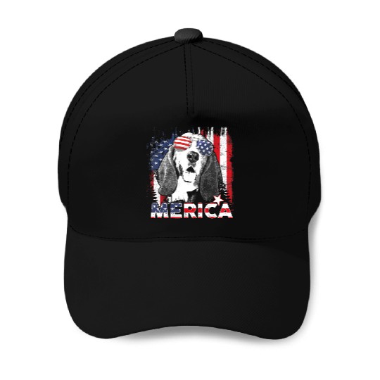 Basset Hound 4th Of July US Flag Merica Dog Lover Baseball Caps