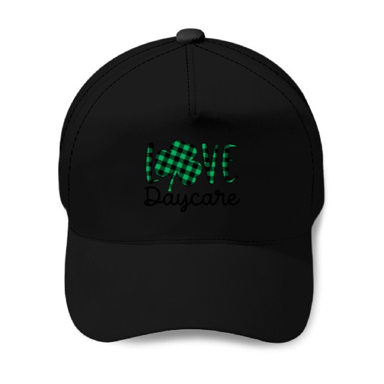 St Patricks Day Daycare Teacher Plaid Shamrock Baseball Caps