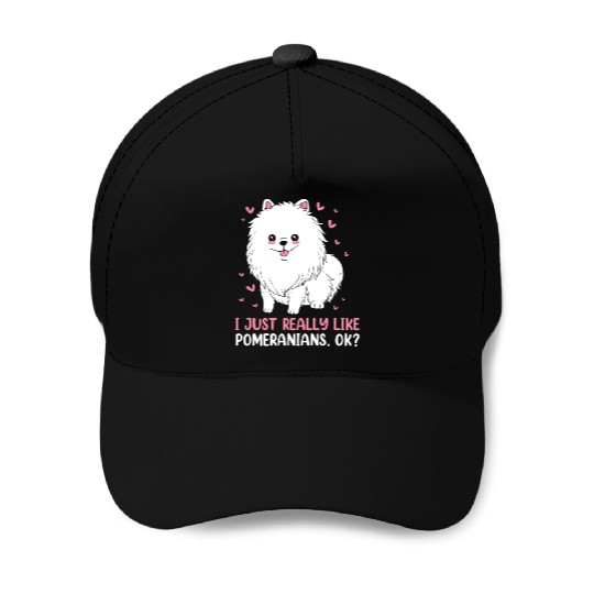 I Just Really Like Dogs Cute Pomeranian Baseball Caps