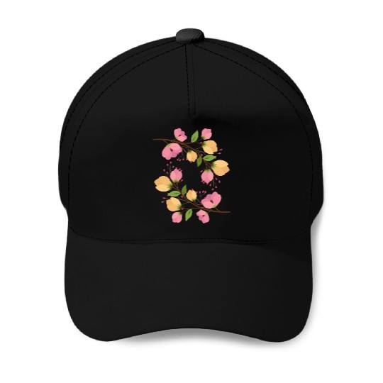 Flowers rose and yellow Baseball Caps