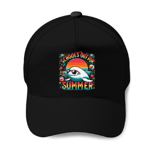 Schools Out For Summer Teacher Beluga Whale Baseball Caps