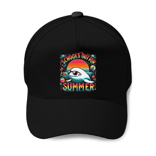 Schools Out For Summer Teacher Beluga Whale Baseball Caps