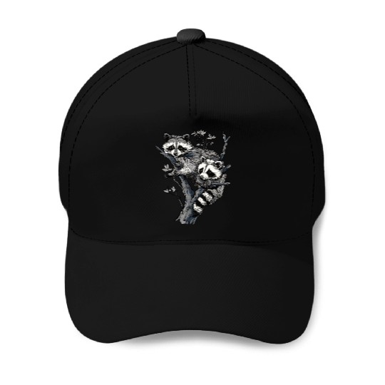 Opossum and raccoon Baseball Caps