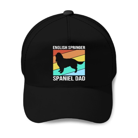 Retro Dog Fathers Day English Springer Spaniel Dad Baseball Caps