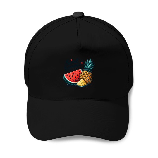Sweet Summer Time Watermelon and Pineapple Baseball Caps