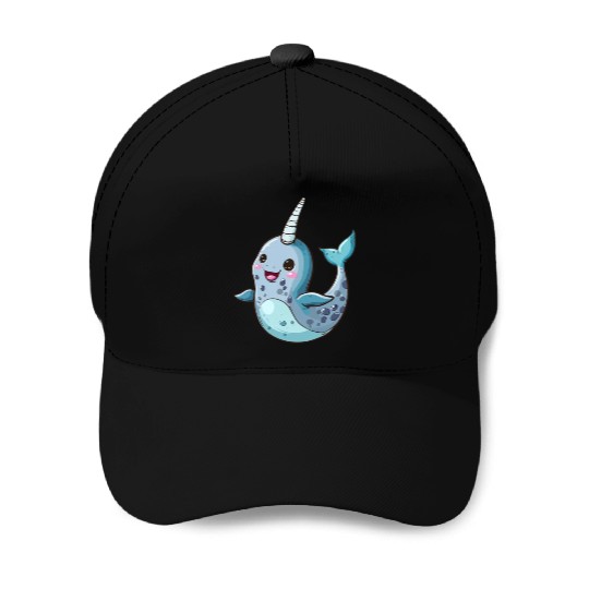 Adorable Narwhal Cartoon Enchantment Baseball Caps