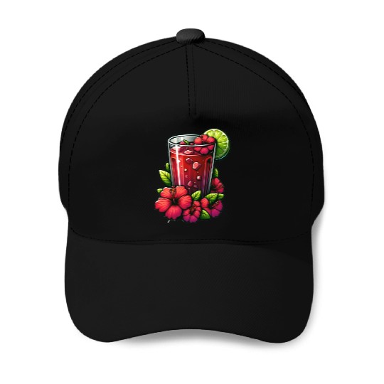 Red Flower Hibiscus Tea Baseball Caps