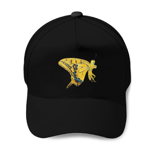 Yellow Old World Swallowtail Butterfly Papilio Baseball Caps