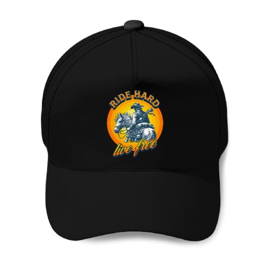 Western American Cowboy Retro Vintage Sunset Baseball Caps