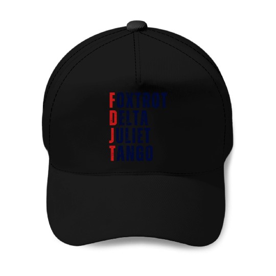 FOXTROT DELTA JULIET TANGO WHITE Baseball Caps