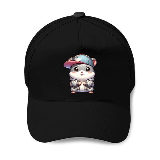 Light Gray Hip Hop Hamster Baseball Caps