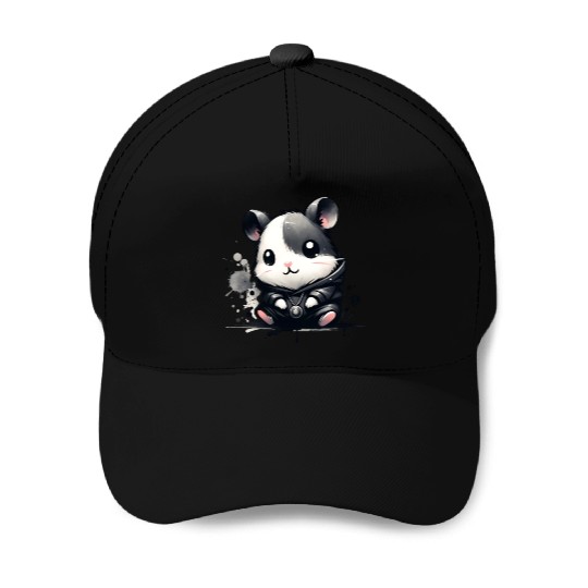 Charcoal Hip Hop Hamster Baseball Caps