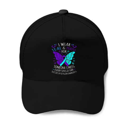 I Wear Teal And Purple For Someone Baseball Caps