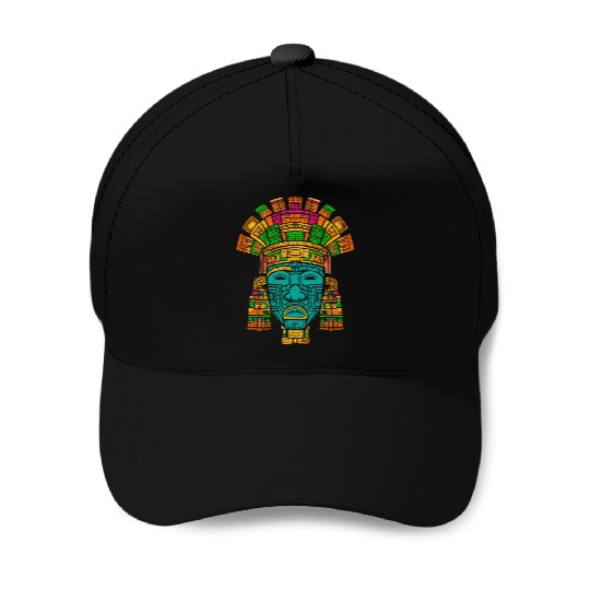 Aztec God Ancient Mythology Tlaloc Mask Vibrant Baseball Caps