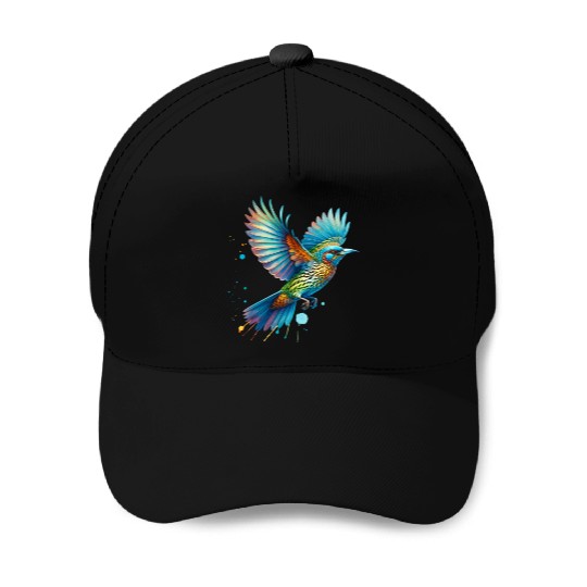 Bowerbird in Flight Baseball Caps