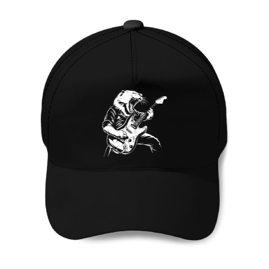 Rock and Roll Otter Guitar Baseball Caps
