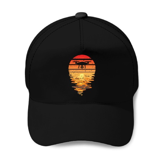 Drone Sun Sunset Vintage Baseball Caps