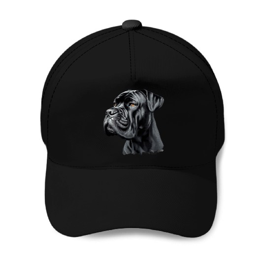 Black Cane Corso Dog Art Baseball Caps, Realistic Dog
