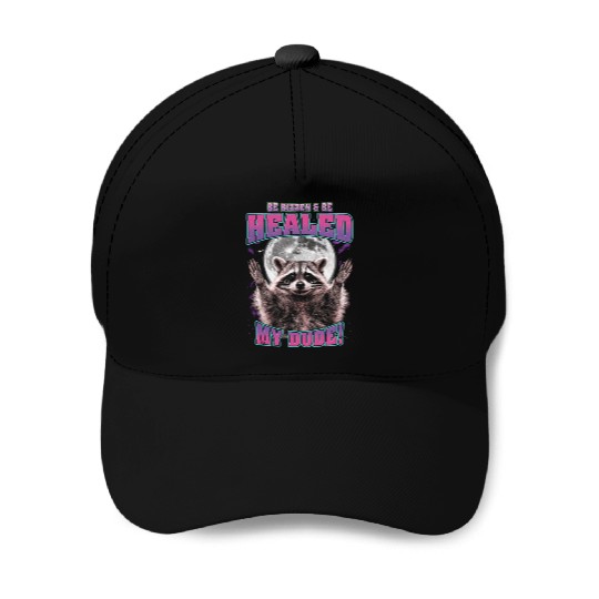 Be Rizzen & Be Healed! Funny Raccoon Bootleg Baseball Caps