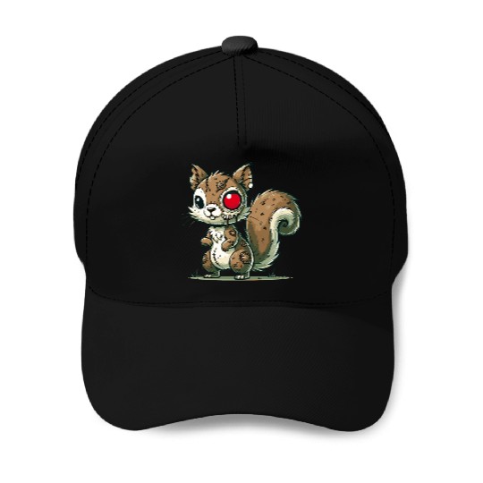 scary zombie squirrel for Halloween fun Baseball Caps