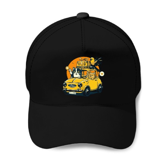 Road Trip by Car : Life's Better with Cat Friends Baseball Caps