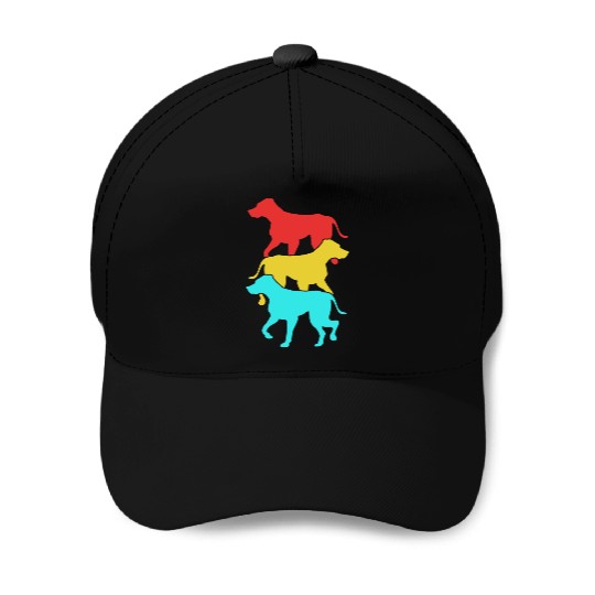 Colorful Retro Silhouette Rhodesian Ridgeback Dog Baseball Caps