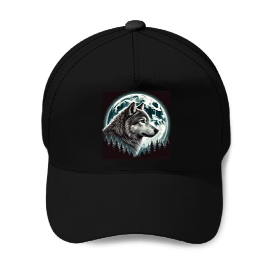 Nature Moon Alpha Cute Wolf Moon nature Baseball Caps