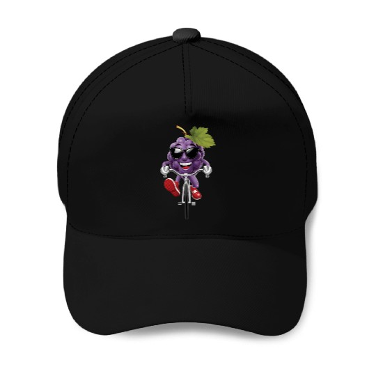 Grapes Cycling On Bike Realistic Baseball Caps