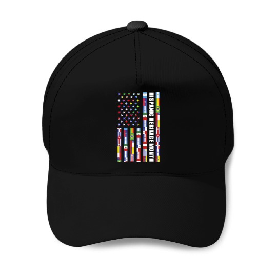 Hispanic Heritage month USA Flag all Countries Baseball Caps