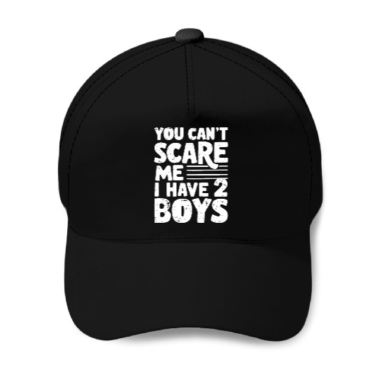 Can't Scare Funny Dad of 2 Boys Father's Day Baseball Caps