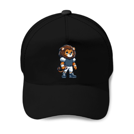 Cute American Football Player Lion Baseball Caps