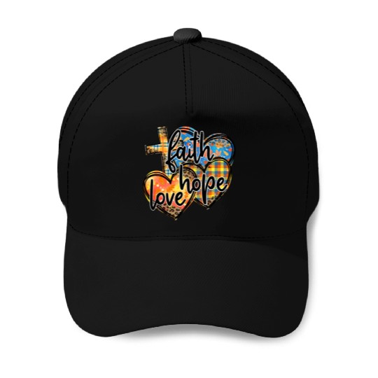 Faith Hope Love Hearts Cross Religion Baseball Caps