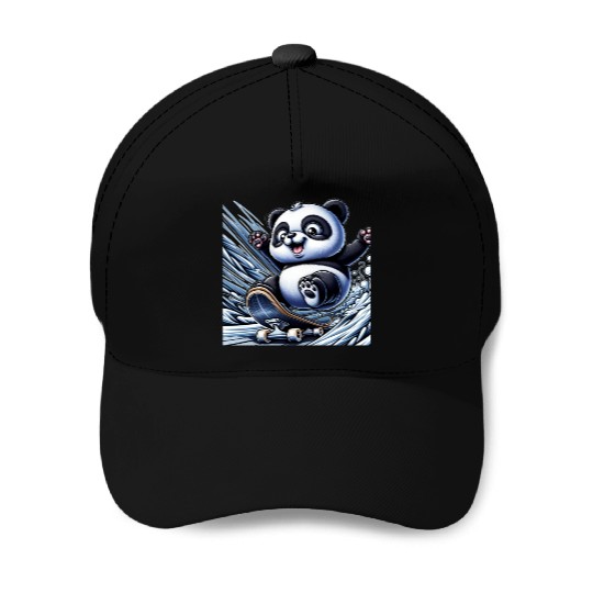 Cute Skater Panda Baseball Caps