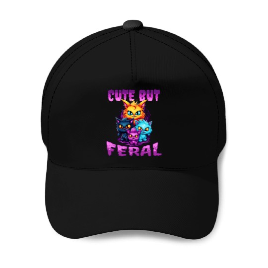 Cute but Feral! Wild Cat Party Concert Cat Lovers Baseball Caps