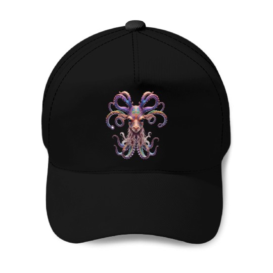 Psychedelic goa deer octopus Baseball Caps
