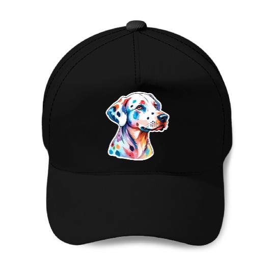 Dalmatian Dog Watercolor Baseball Caps