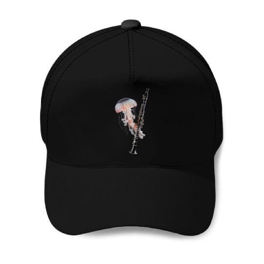 Jellyfish Playing Clarinet Realistic Baseball Caps