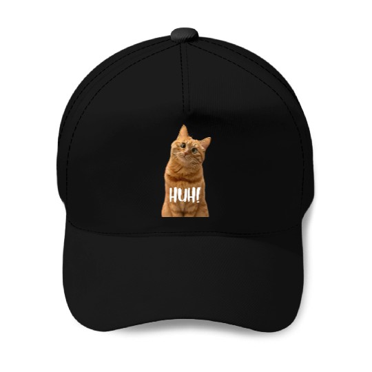 Funny Cross-Eyed Cat Meme Huh Funny Cat Baseball Caps
