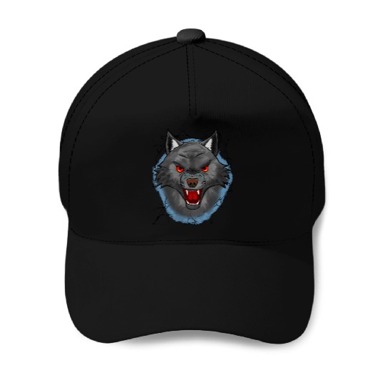 Angry Wolf Baseball Caps
