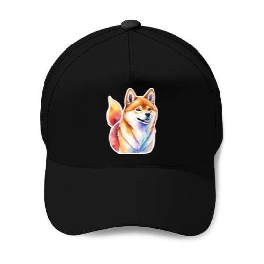 Shiba Inu Watercolor Baseball Caps